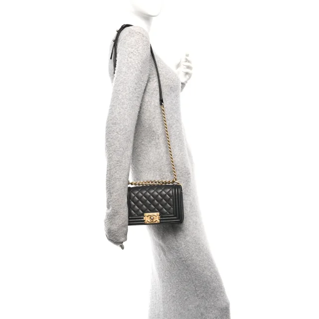 Chanel Caviar Quilted Small Boy Flap Black in Black Caviar leather from FASHIONPHILE, photo 2 of 11