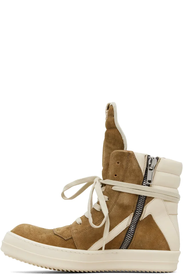 Rick Owens Beige Geobasket Sneakers, photo 3 of 5 from SSENSE