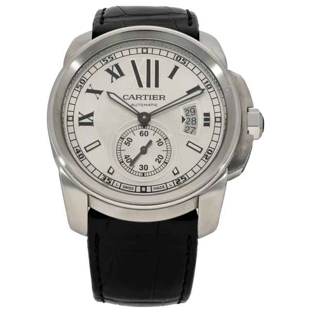 Calibre De Cartier W7100013 44mm Stainless Steel Watch in Leather from H&T