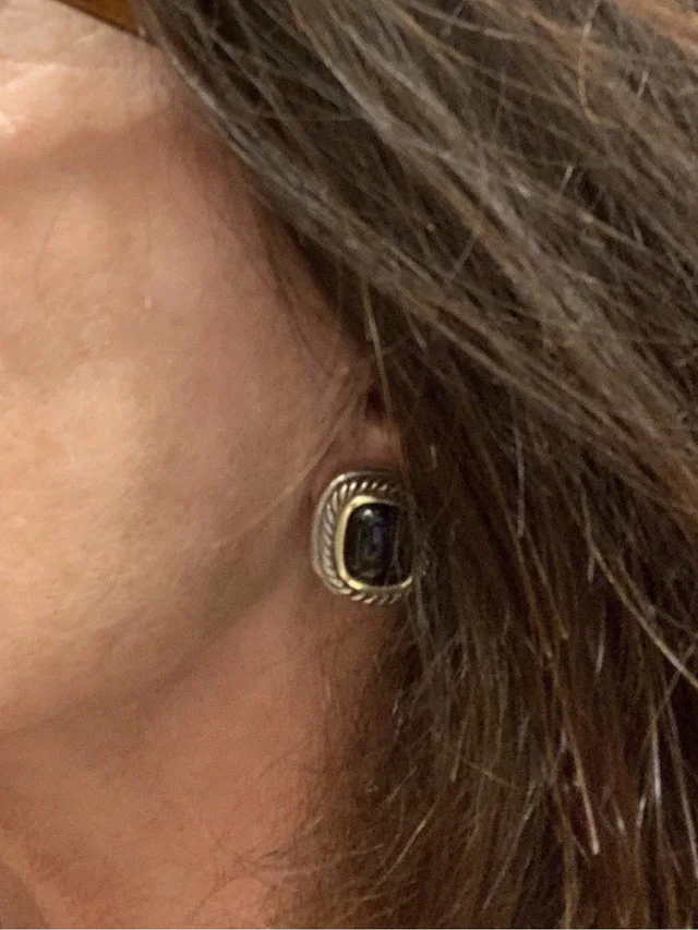 David Yurman Black Stone Cable-Edge Stud Earrings in black|gold from Poshmark