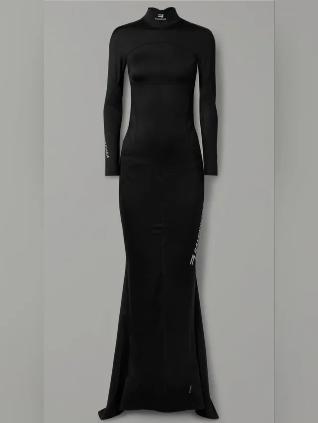 Balenciaga Printed Open Back Turtleneck Gown in black from Poshmark