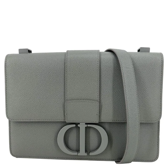 Dior 30 Montaigne Flap Grained Calfskin Leather Crossbody Bag Grey in Grey Caviar leather from Dallas Designer Handbags
