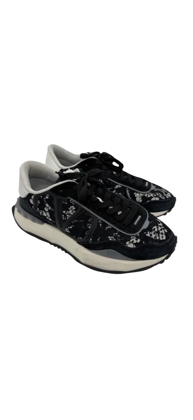 Valentino Garavani V Lace Sneakers Black/White Sz41 in Black from Luxury Promise