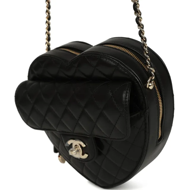 Chanel CC In Love Large Heart Bag in Black Lambskin from Madison Avenue Couture, photo 3 of 9