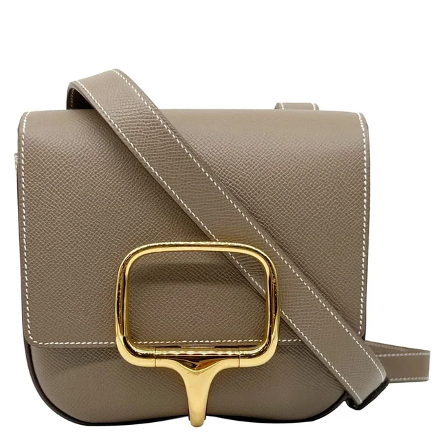 Hermès Della Cavalleria Mini Epsom Leather Shoulder Bag Etoupe in Taupe Epsom leather from Dallas Designer Handbags