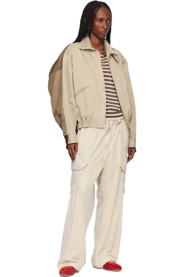 Maison MIHARA YASUHIRO Beige & Khaki Front Back Combined Zip-Up Jacket, photo 4 of 4 from SSENSE