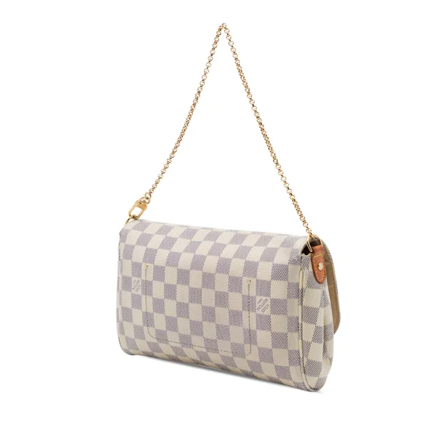 White Louis Vuitton Damier Azur Favorite MM Satchel in White Canvas from Designer Revival, photo 2 of 2