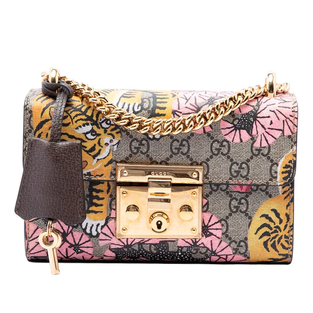 Beige Gucci Small GG Supreme Bengal Padlock Crossbody in Beige Coated canvas from Designer Revival