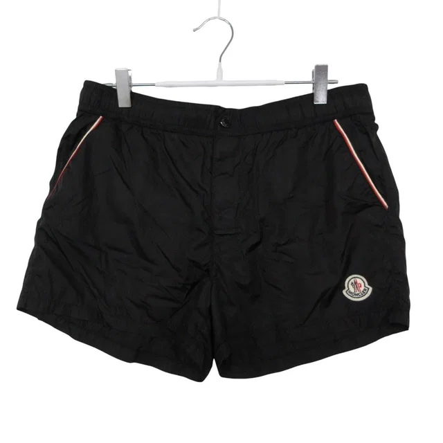 Moncler Shorts Boxer Mare Swim Trunks Logo Elastic Waist Velcro Black MM in Black from The Reluxe