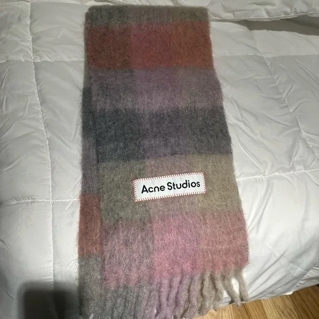 Acne Studios Multicolor Plaid Wool Scarf - Pink, Gray, Green, Brown in pink|purple Wool from Poshmark