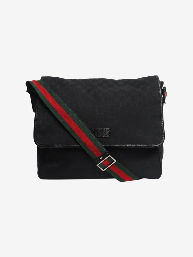 Gucci Black GG canvas Messenger bag in Black Canvas from Sign of the Times