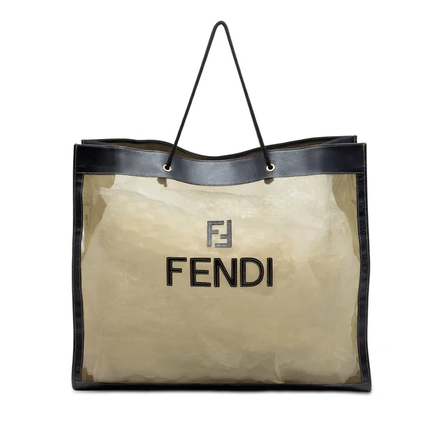 Brown Fendi Mesh Tote in Brown Leather from Designer Revival