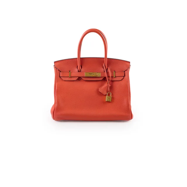 Hermès Birkin 30 Clemence Orange Stamp T in Orange Clemence leather from The Purse Affair