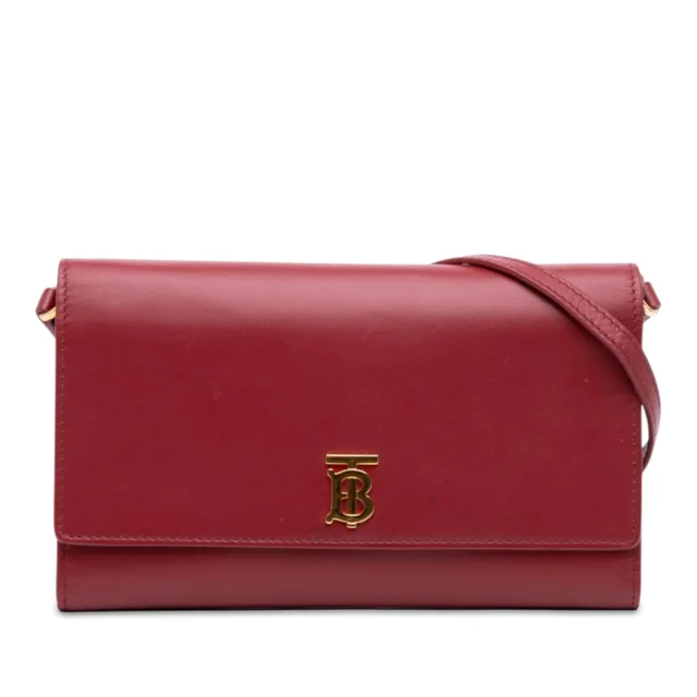 Red Burberry Leather TB Wallet On Strap Crossbody Bag in Red Leather from Designer Revival, photo 1 of 1
