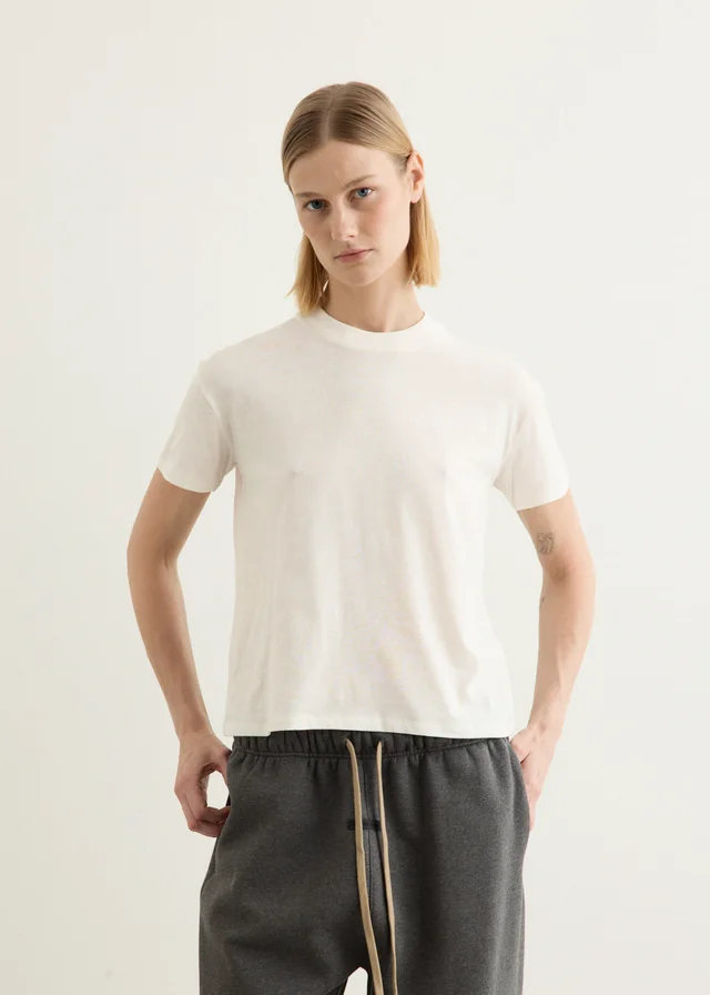 Fear of God Essentials Women's Embroidered Classic Fit T-Shirt in White from Incu, photo 1 of 1
