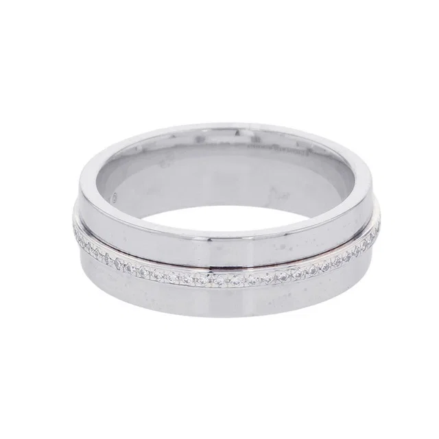 Tiffany & Co. T-Wide Diamond Ring Size Approximately No. 9 18K White Gold in White from GALLERY RARE