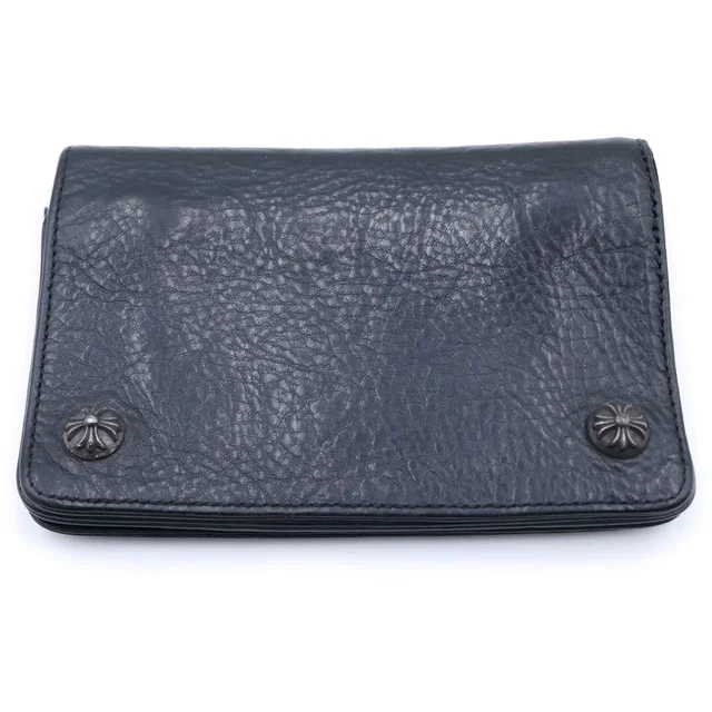 Chrome Hearts Cross Ball Button Leather Wallet Black in Black Leather from The Reluxe