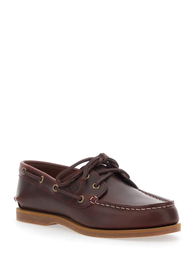 TIMBERLAND Bordeaux Loafers with Bow Detail on the Front and Logo Embossed on the Side in Leather for Men, photo 3 of 8 from Gaudenzi Boutique
