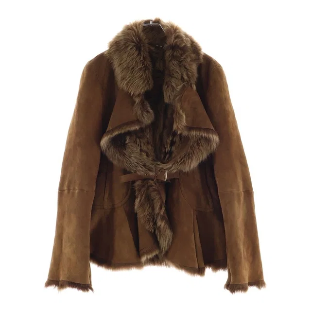 Max Mara Shearling Mid Length Coat Brown in Brown Leather from The Reluxe