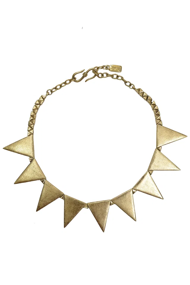 Saint Laurent GOLD SPIKE NECKLACE 1980s in Gold from Resurrection Vintage