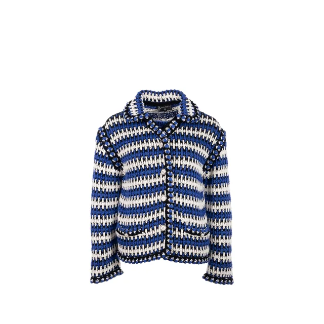 Chanel size 38 21C cotton jacket Cotton/Linen/paper blue/white/black in Black from EMIER