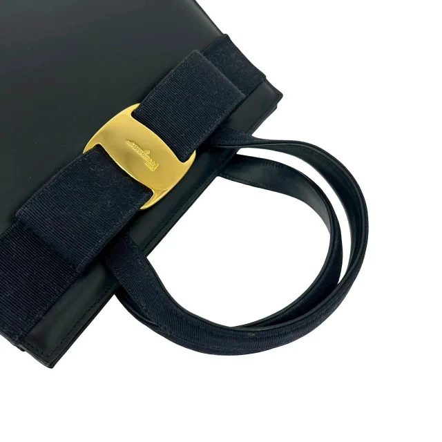 Ferragamo Vara Ribbon Leather 2way Bag in Black Leather from LuxUness, photo 4 of 10