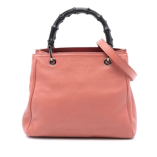 Pink Gucci Small Calfskin Bamboo Shopper Satchel in Pink Calfskin from Designer Revival, photo 1 of 1