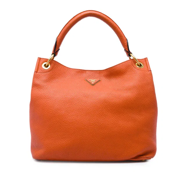 Orange Prada Vitello Daino Hobo in Orange Leather from Designer Revival