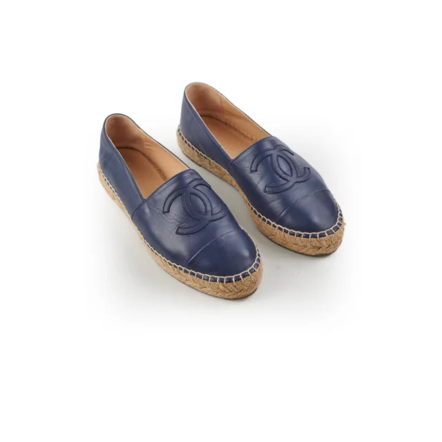Chanel Espadrilles Navy Size 36 in Navy Leather from The Purse Affair