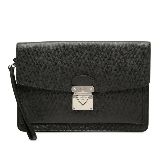 Black Louis Vuitton Taiga Belaia Clutch in Black Leather from Designer Revival