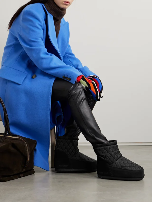 MOON BOOT Icon Low suede-trimmed quilted shell snow boots in Black, photo 2 of 2 from NET-A-PORTER (Canada)