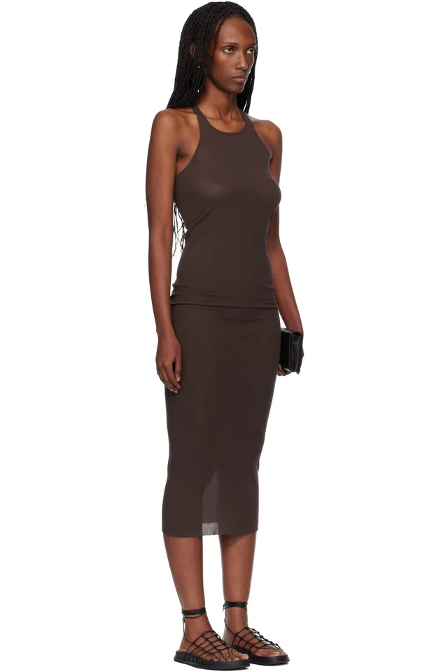 Rick Owens Brown Temple Tank Midi Dress, photo 2 of 4 from SSENSE