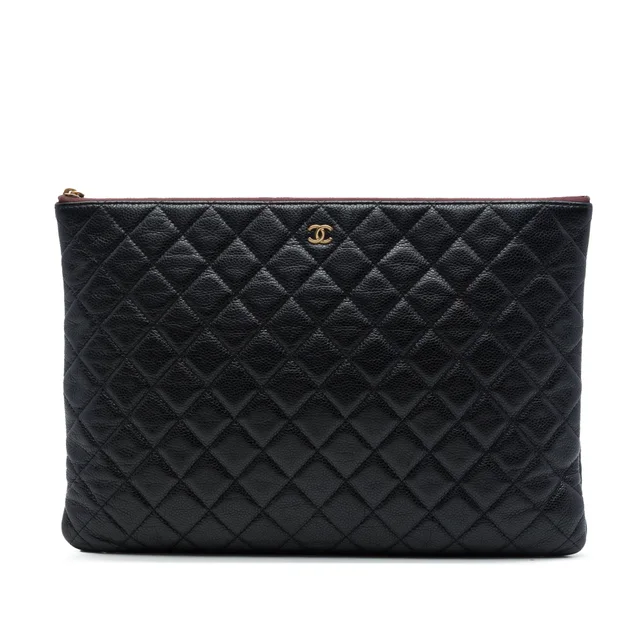 Black Chanel Large Quilted Caviar O Case Clutch in Black Caviar leather from Designer Revival, photo 1 of 1