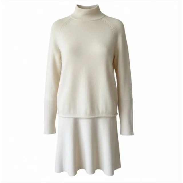 Alexander McQueen Cream Wool Cashmere Sweater Dress S Mock Neck Fit Flare in White Cashmere from Poshmark