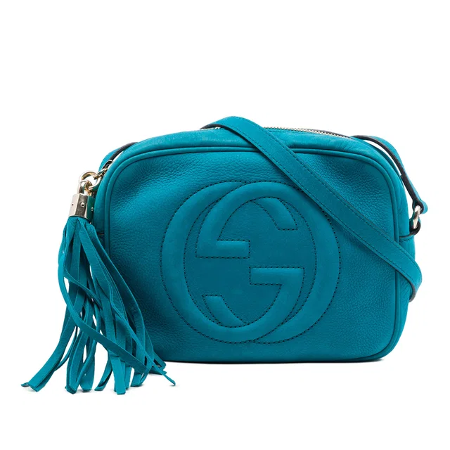 Blue Gucci Nubuck Soho Disco Crossbody in Blue Suede from Designer Revival