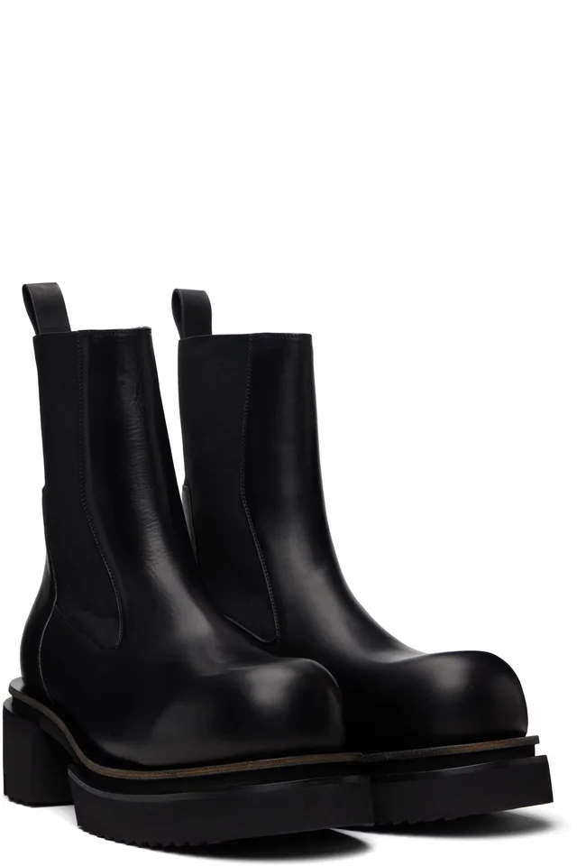 Rick Owens Black Temple Beatle Bogun Chelsea Boots, photo 4 of 5 from SSENSE