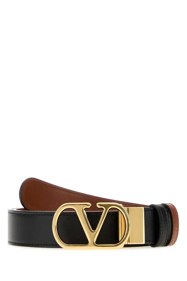 Valentino Garavani Reversibi Belt — Black in Black Leather from HEWI