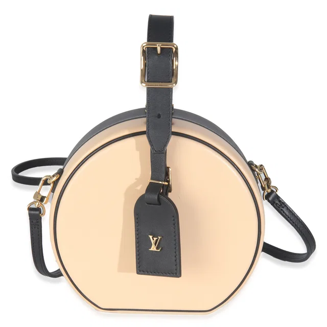 Louis Vuitton Black Beige Calfskin Petite Boite Chapeau Beige; Leather Handbag in Black Calfskin from HEWI