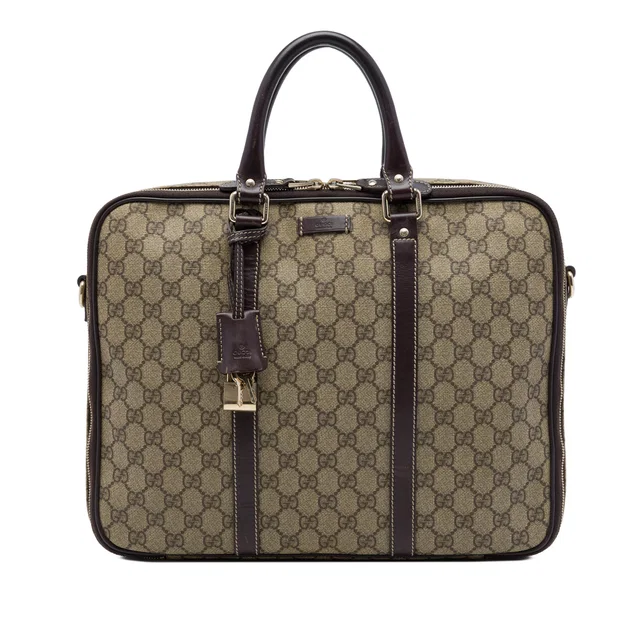 Beige Gucci GG Supreme Business Bag in Beige Coated canvas from Designer Revival