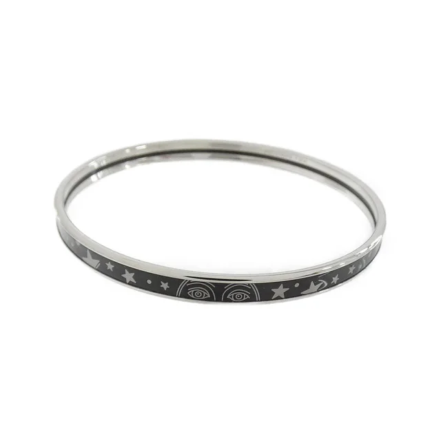 HERMES bangle in BLACK+GRIS Inner circumference x width: 19.5cm x 0.5cm from KOMEHYO