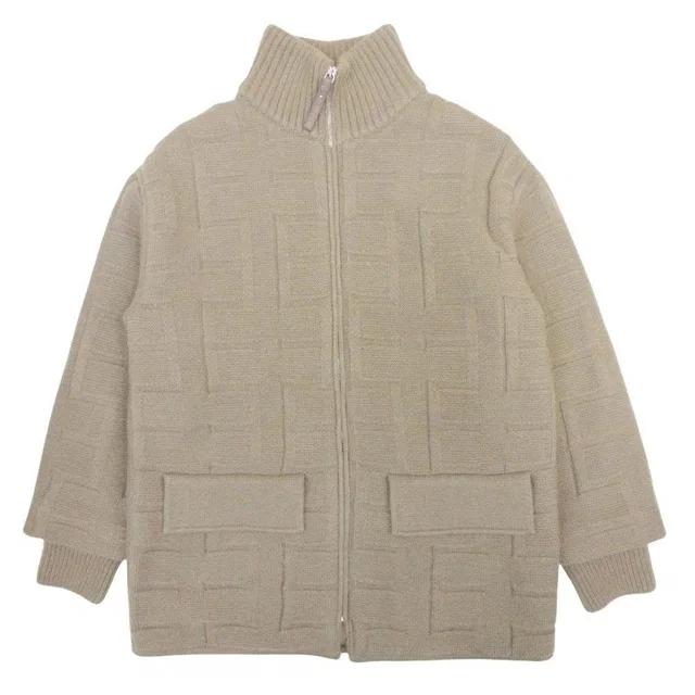 Hermès Logo Oversize Knit Quilted Lining Jacket Coat 40 Brown in Brown Wool from The Reluxe