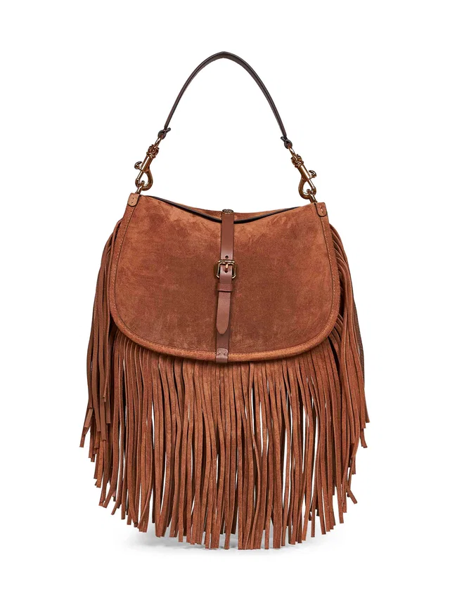 Etro Fringed Suede Shoulder Bag — Brown Calf Leather in Brown Calfskin from HEWI