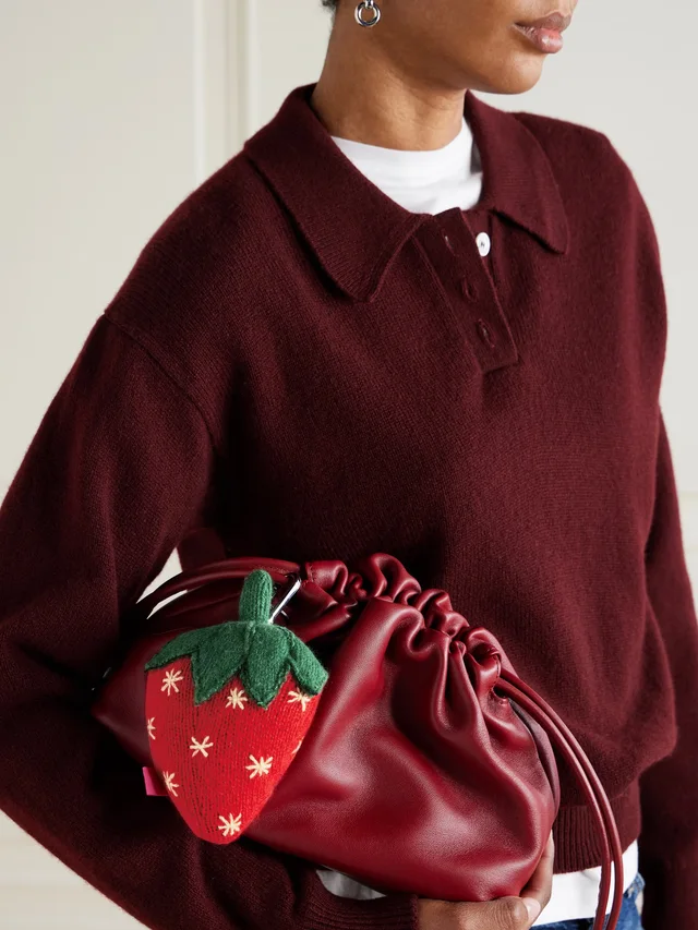 THE ELDER STATESMAN Strawberry crocheted cashmere keychain in Red, photo 2 of 2 from NET-A-PORTER (Canada)