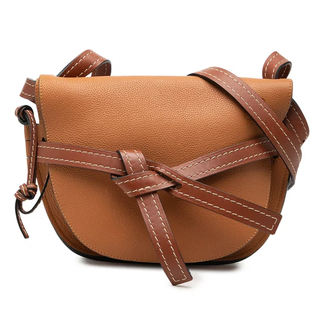 Brown LOEWE Small Leather Gate Crossbody in Brown Leather from Designer Revival