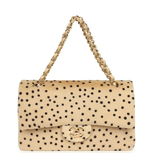 Chanel "Cheetah Print" Medium Flap Bag Light Beige Calf Hair and Black Lambskin Gold Hardware in Beige Calf Hair/Lambskin from Madison Avenue Couture, photo 7 of 10