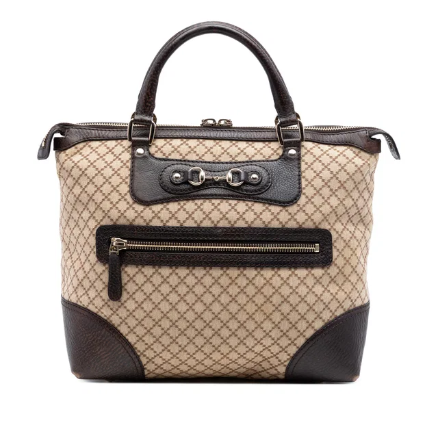 Beige Gucci Diamante Canvas Catherine Tote in Beige Canvas from Designer Revival