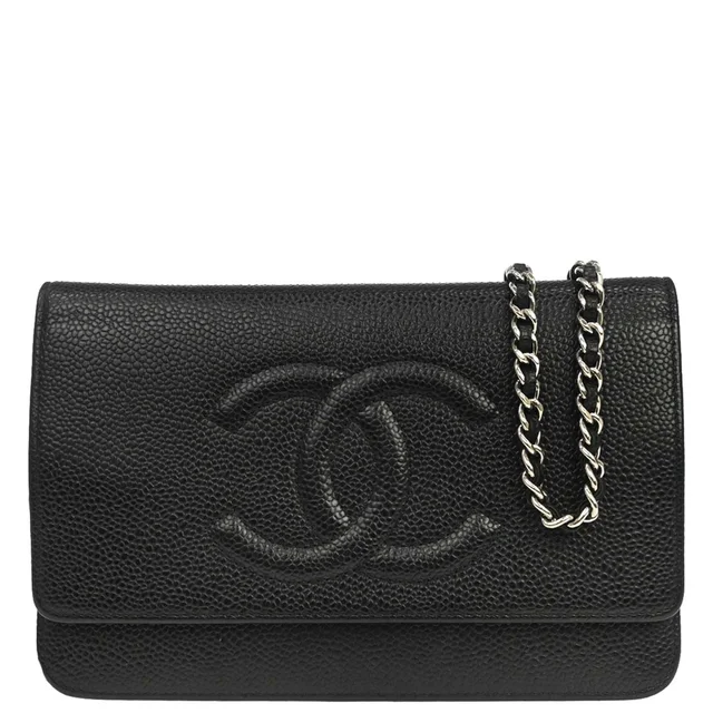 Chanel 2012-2013 Black Caviar Skin Timeless WOC Wallet on Chain Shoulder Bag in Black Caviar leather from AMORE Vintage Tokyo