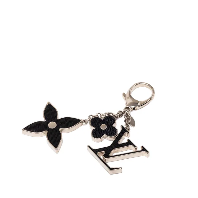 Silver Louis Vuitton Brass Fleur D Epi Bag Charm Key Chain in Silver Resin from Designer Revival
