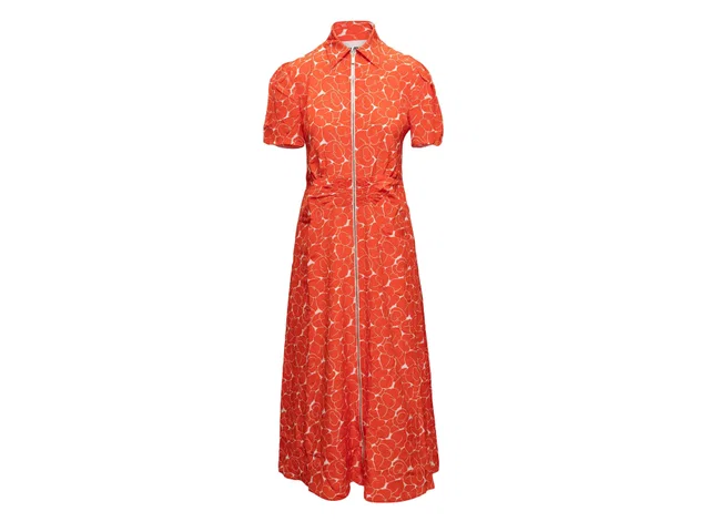 Miu Miu Orange & White Miu Floral Print Maxi Dress Size US S in White from Designer Revival