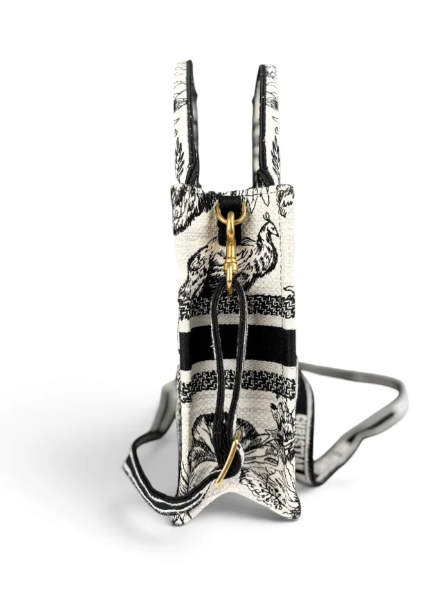 Dior Black & White Embroidered Toile de Jouy Mini Book Tote in Black Canvas from Season 2 Consign, photo 4 of 7